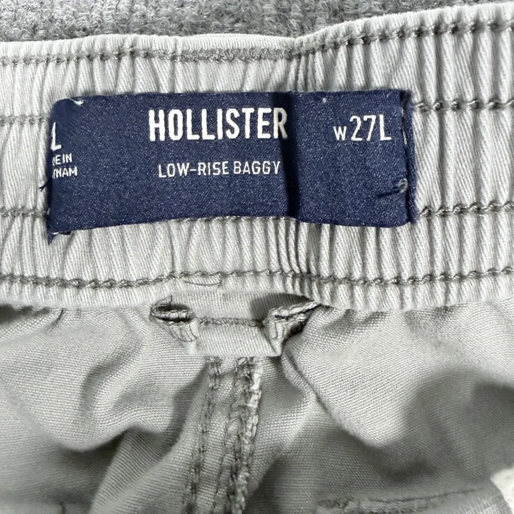 Hollister Low-Rise Baggy Cargo Pants Light Grey W27 L27 Y2K Utility Wide Leg‎